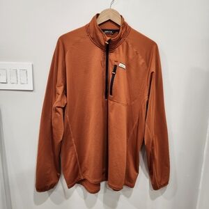 Orvis Mens Horseshoe Hills 1/4 Zip Top XL Orange Pullover Outdoor Hiking Stretch